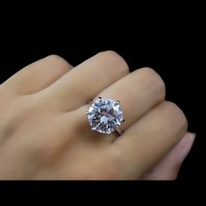 single solitaire Diamond wedding Cz ring huge 4ct logo 925 all sizes message m